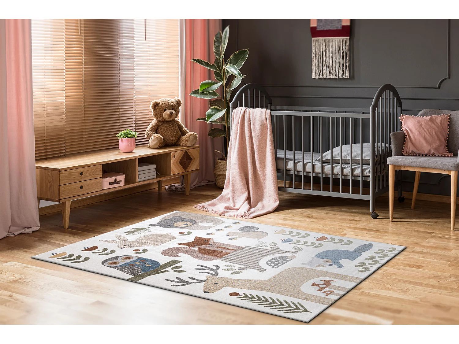 Tapis BONO 8425 Animaux de la forêt crème/marron 280x370 cm