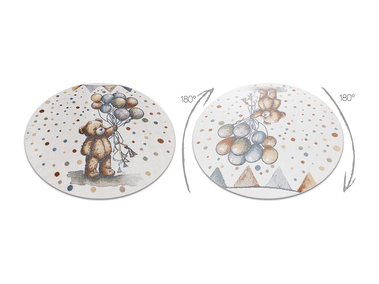 Tapis BONO 9614 cercle Ours, des ballons crème / gris clair cercle 140 cm