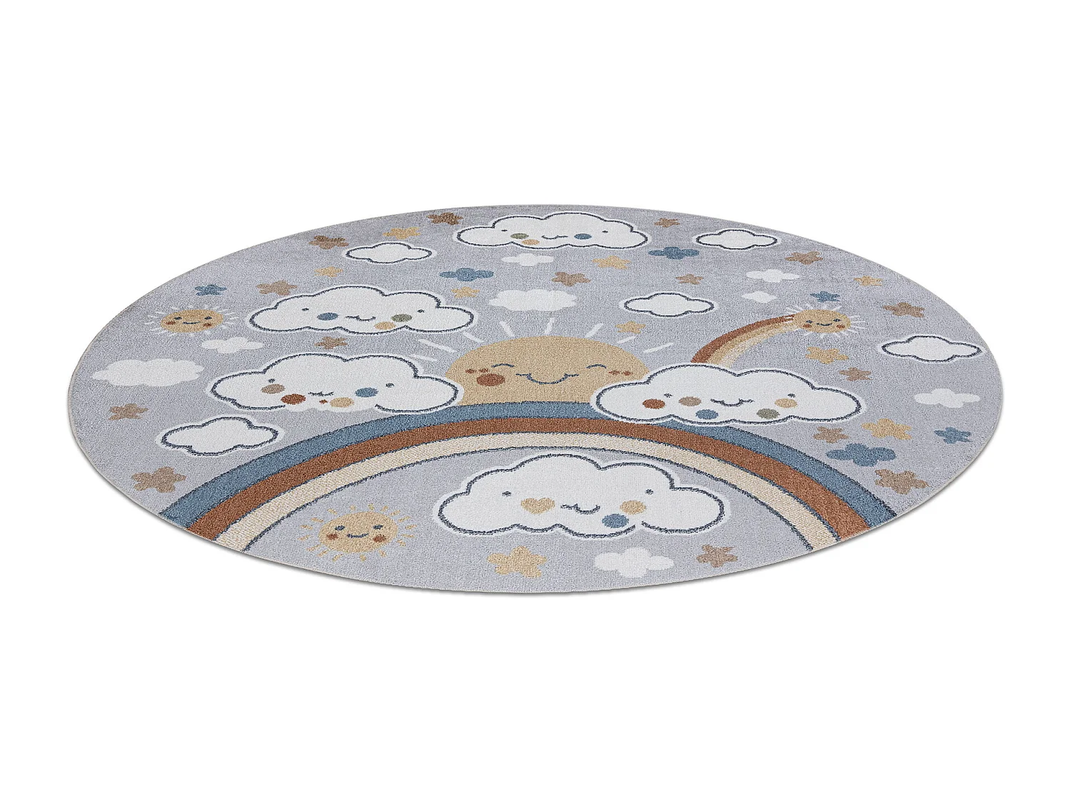 Tapis BONO 8437 cercle Des nuages, ciel, gris clair / crème cercle 140 cm