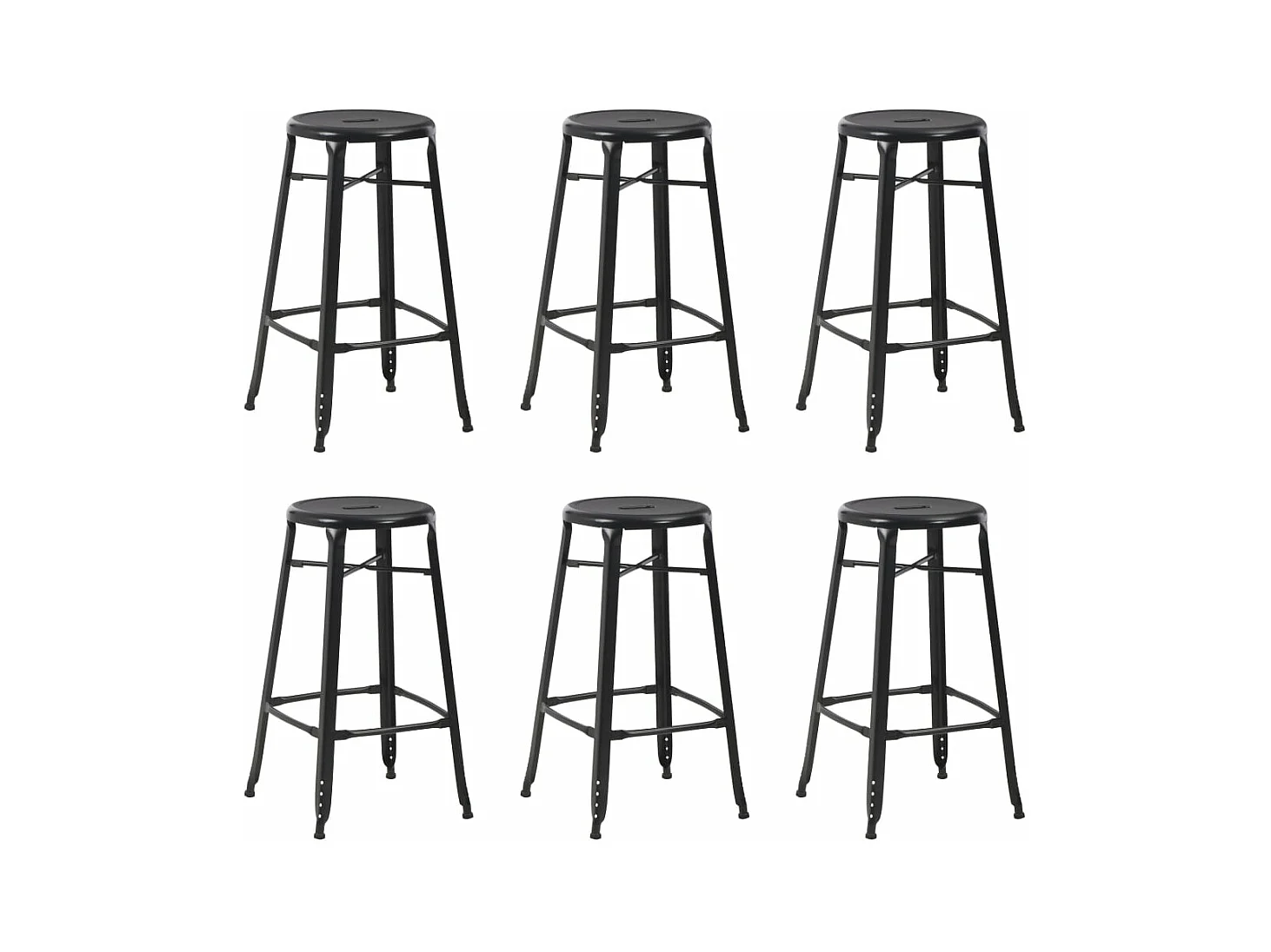 Tabourets de bar lot de 6 noir acier