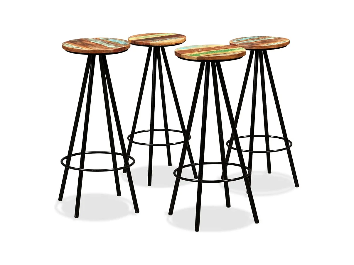 Tabourets de bar lot de 4 bois massif de récupération