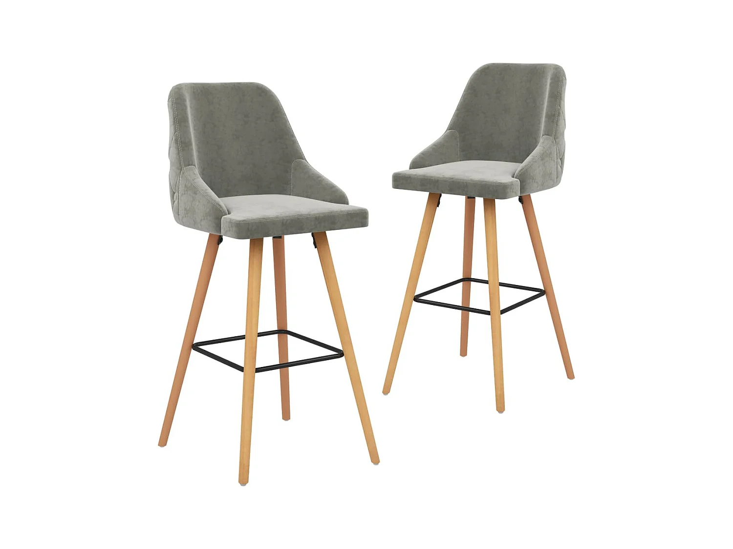 Tabourets de bar lot de 2 gris clair velours