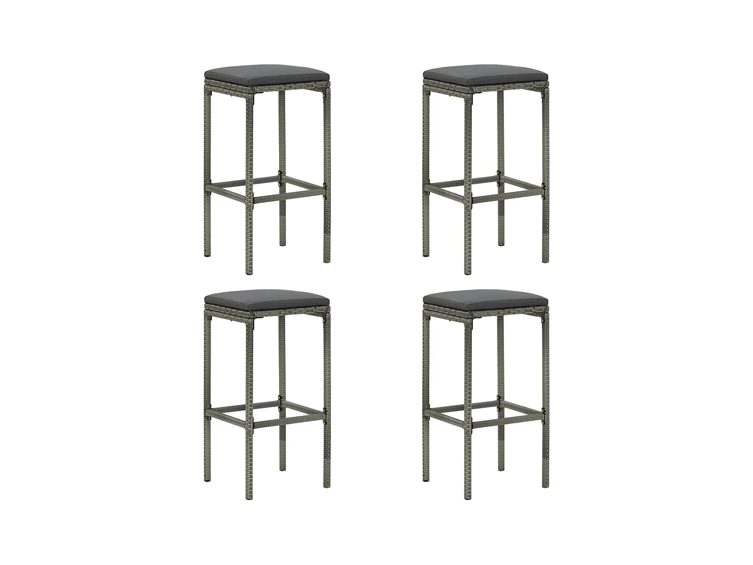 Barhocker mit Kissen 4 Stk. Grau Poly Rattan