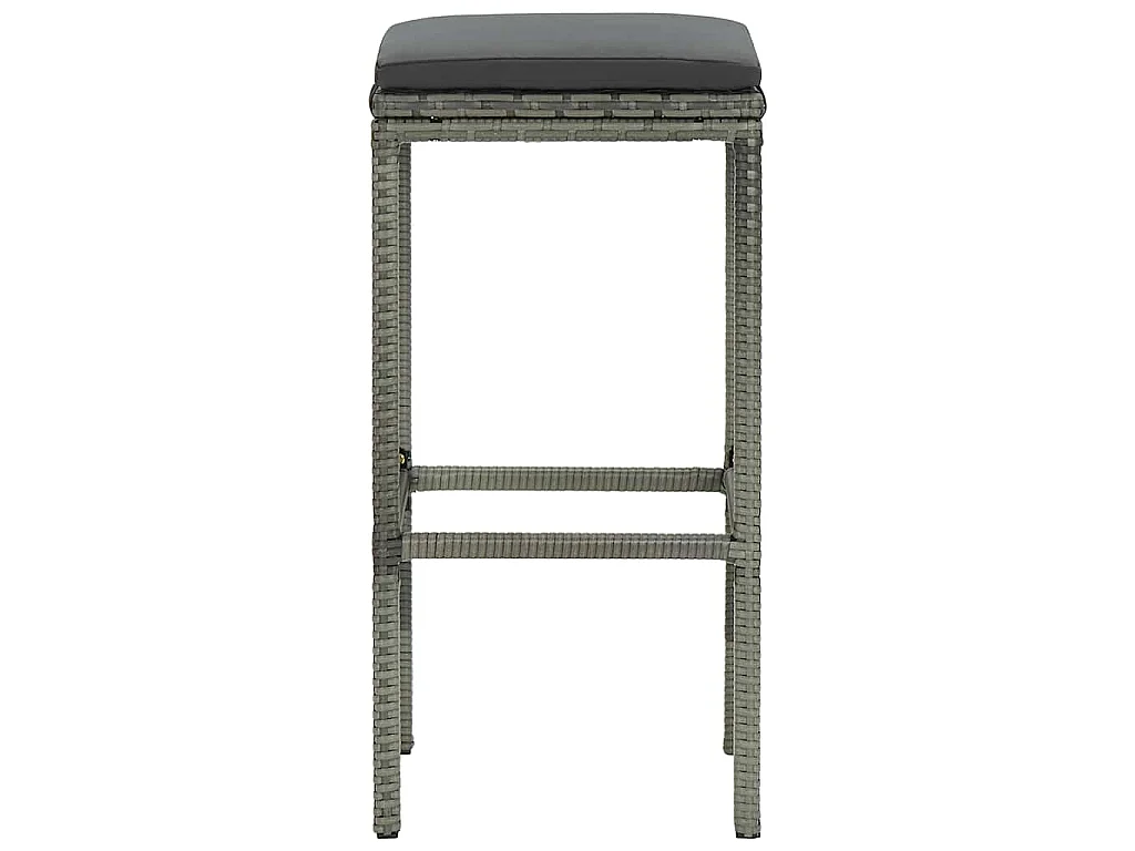 Barhocker mit Kissen 4 Stk. Grau Poly Rattan