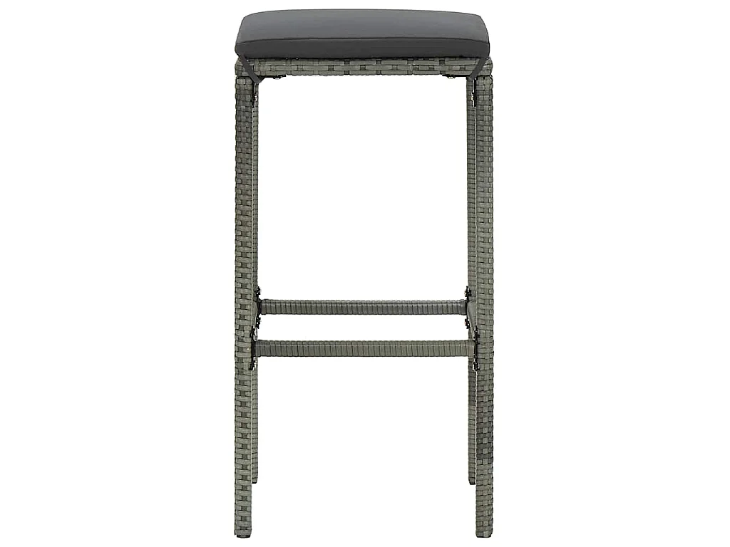 Barhocker mit Kissen 4 Stk. Grau Poly Rattan
