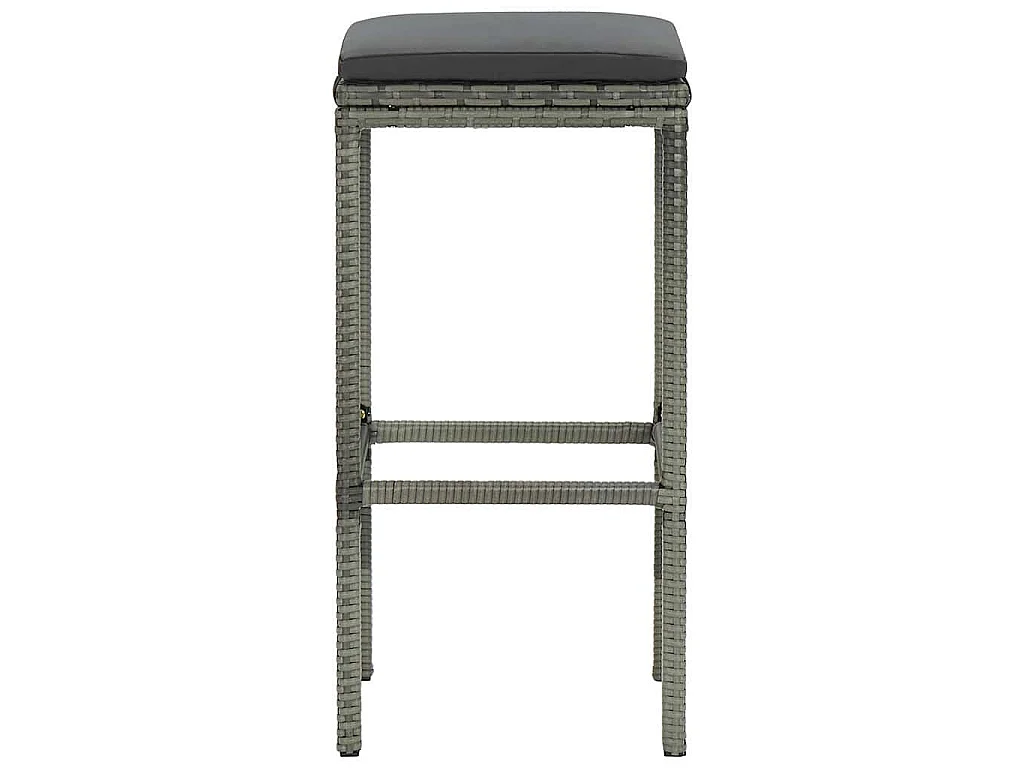 Sgabelli da Bar con Cuscini 4 pz Grigi in Polyrattan