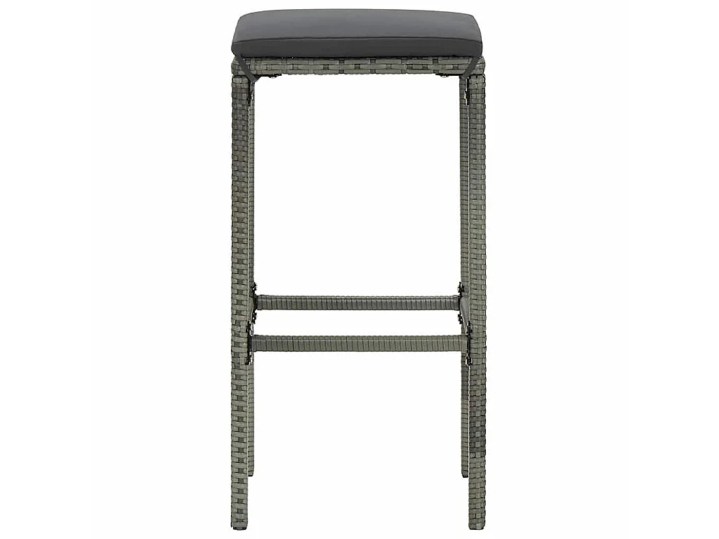 Sgabelli da Bar con Cuscini 4 pz Grigi in Polyrattan