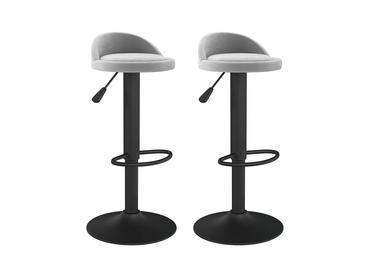 Tabourets de bar lot de 2 gris clair velours