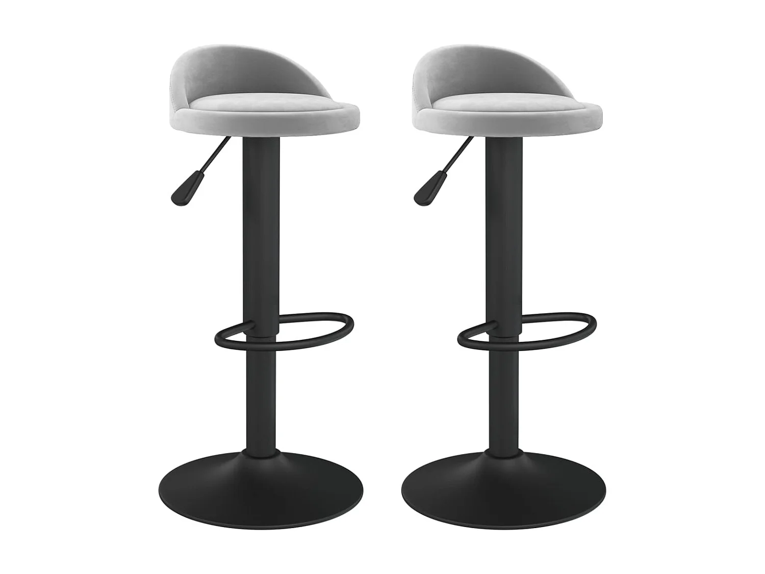 Tabourets de bar lot de 2 gris clair velours