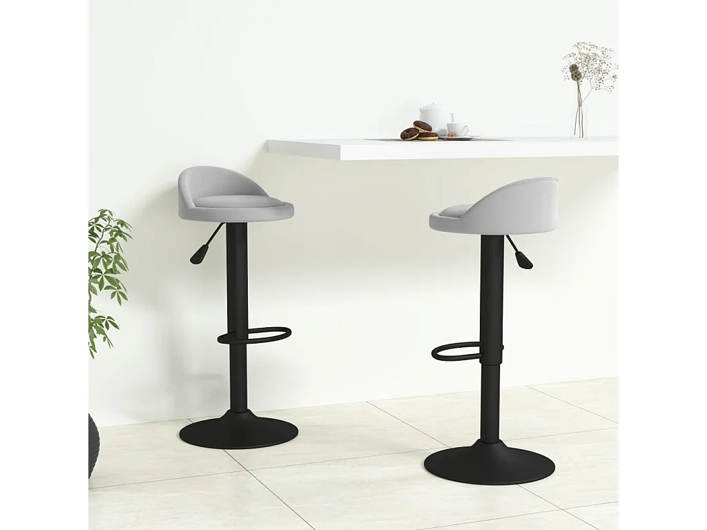 Tabourets de bar lot de 2 gris clair velours