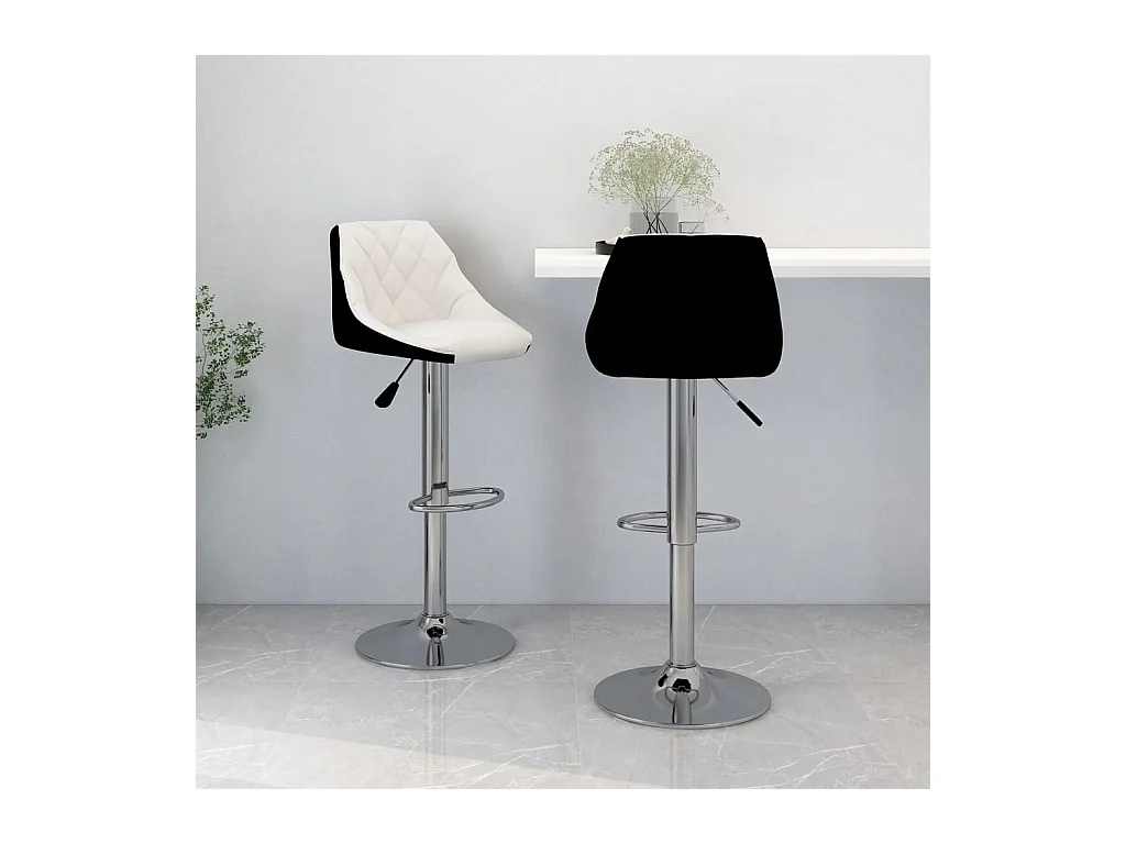 Tabourets de bar lot de 2 blanc et noir similicuir