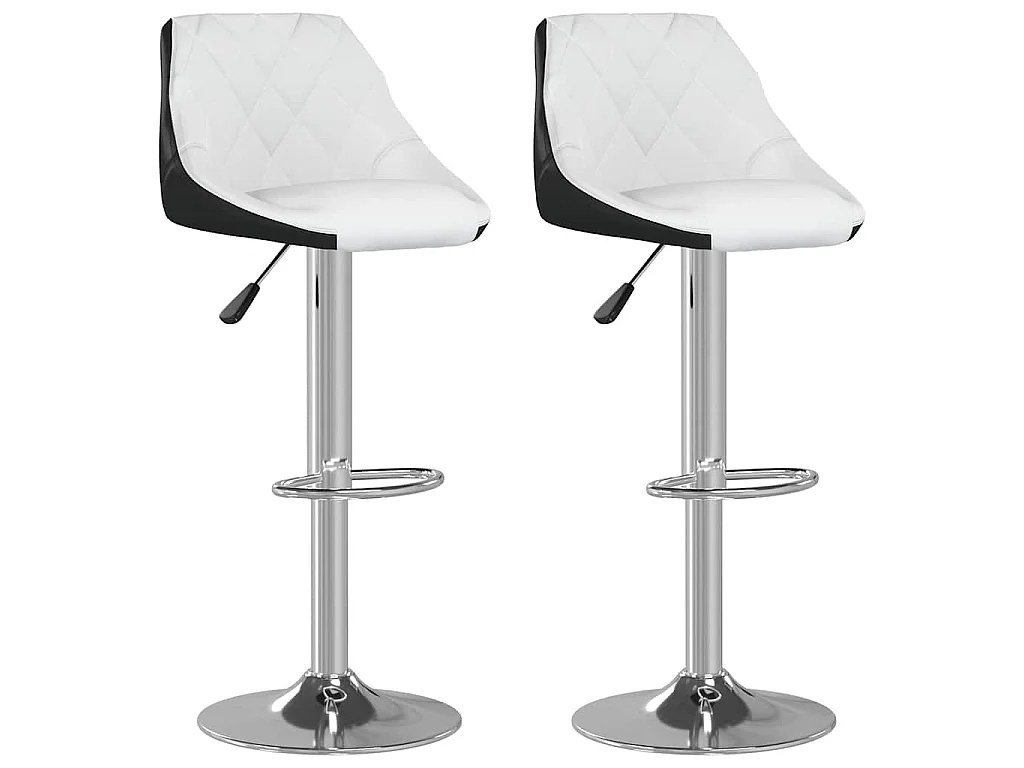 Tabourets de bar lot de 2 blanc et noir similicuir