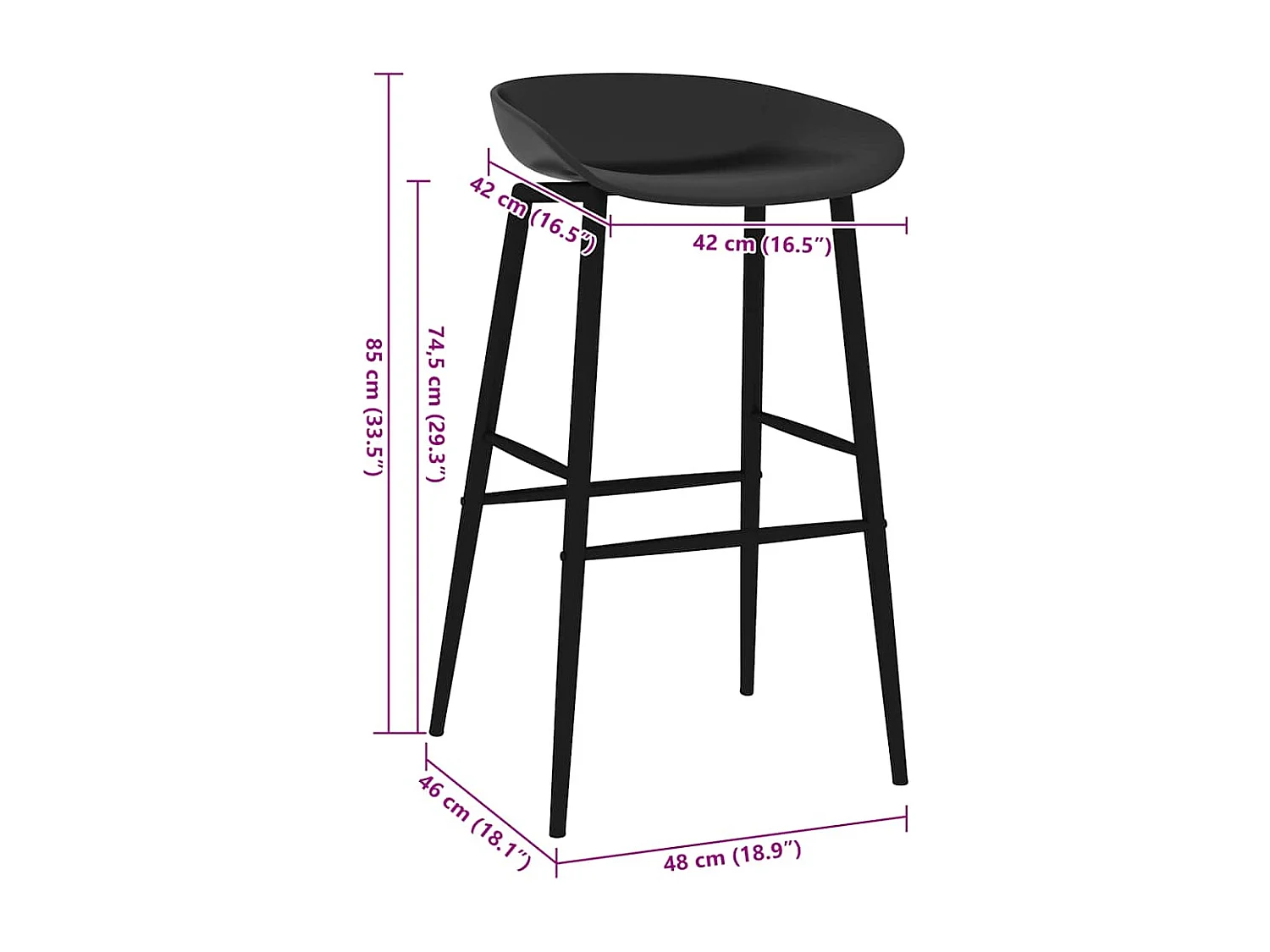 Barstoelen 2 st zwart