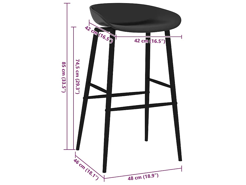 Chaises de bar lot de 2 noir