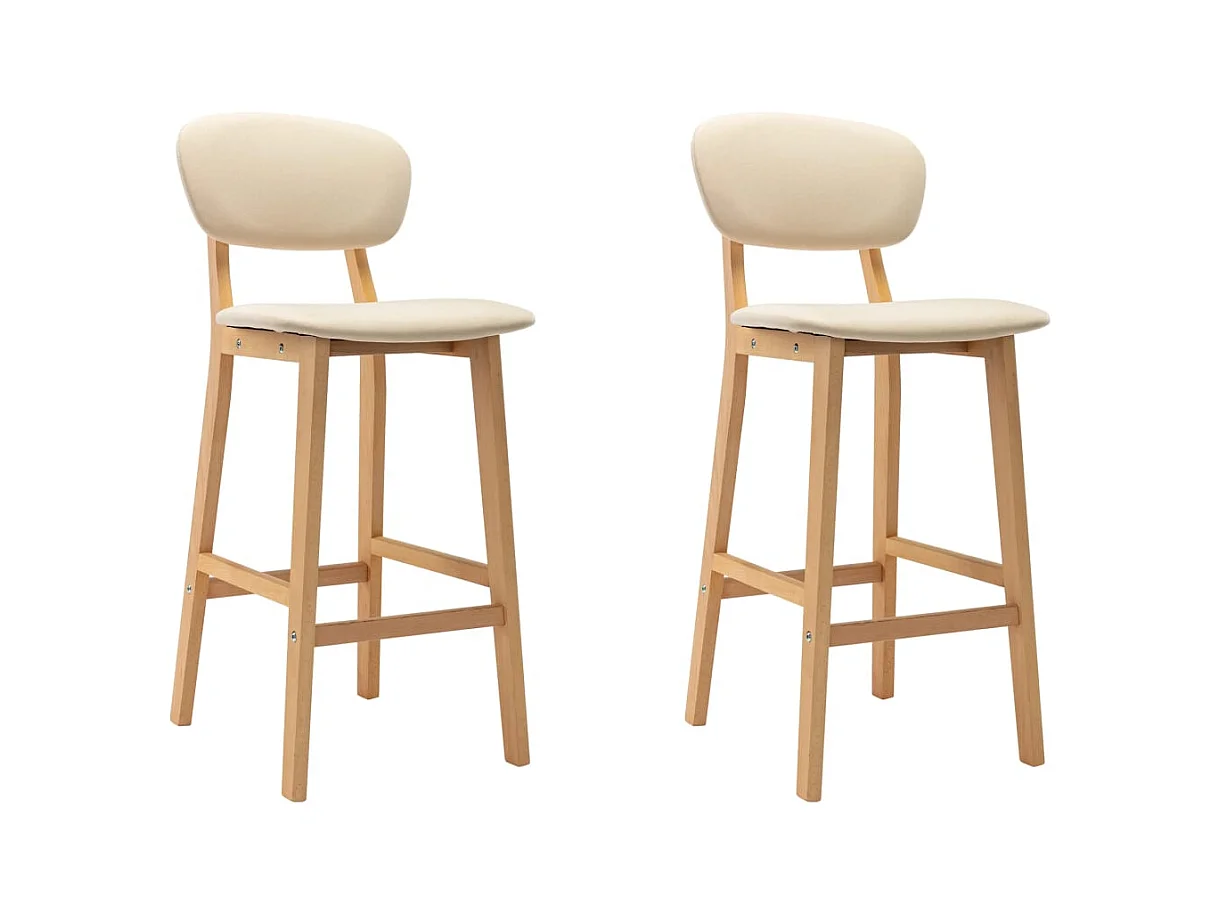 Tabourets de bar lot de 2 crème tissu