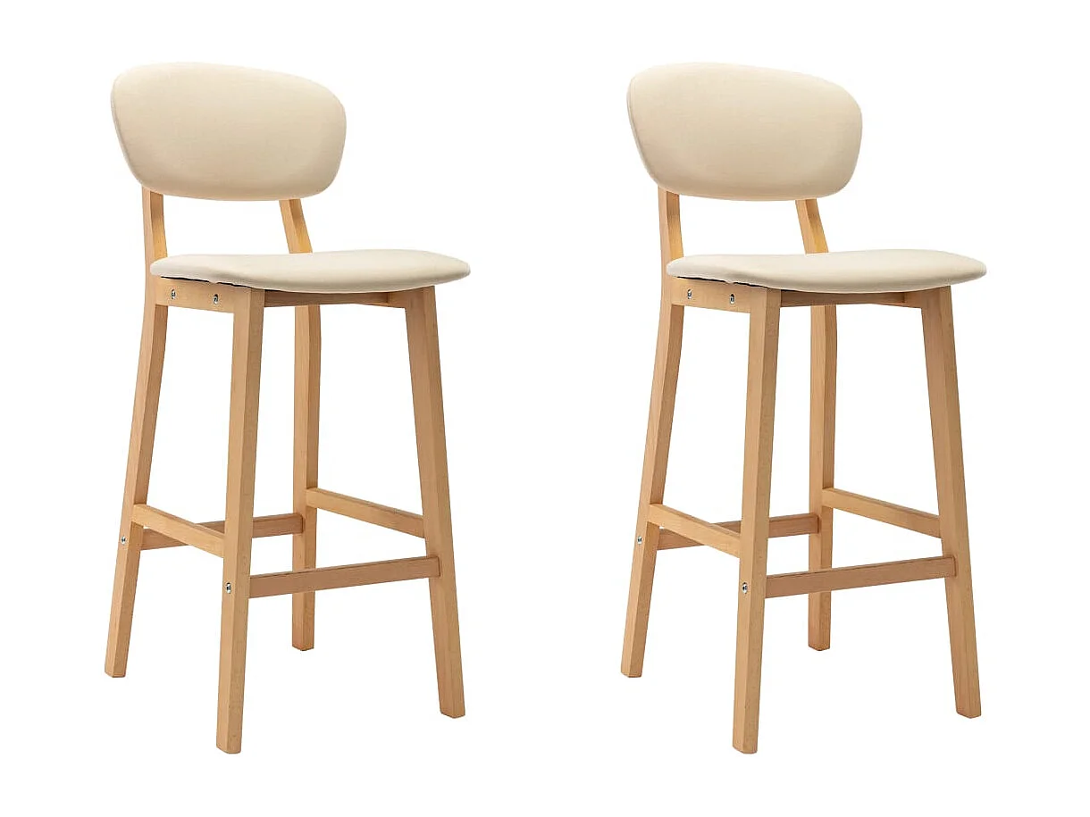 Tabourets de bar lot de 2 crème tissu