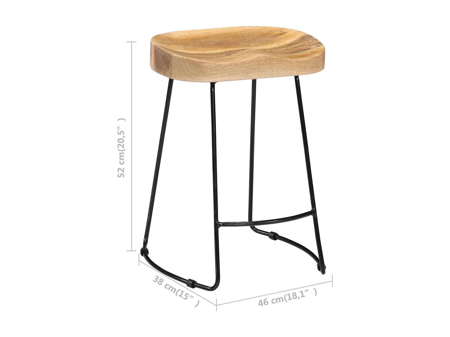 Gavin Barhocker 2 Stk. Massivholz Mango