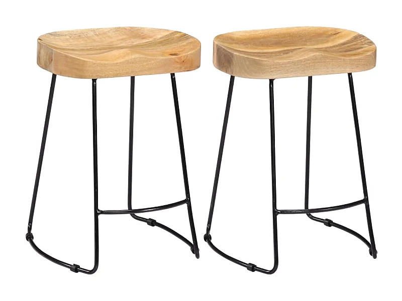 Taburetes de cocina gavin 2 unidades madera maciza de mango