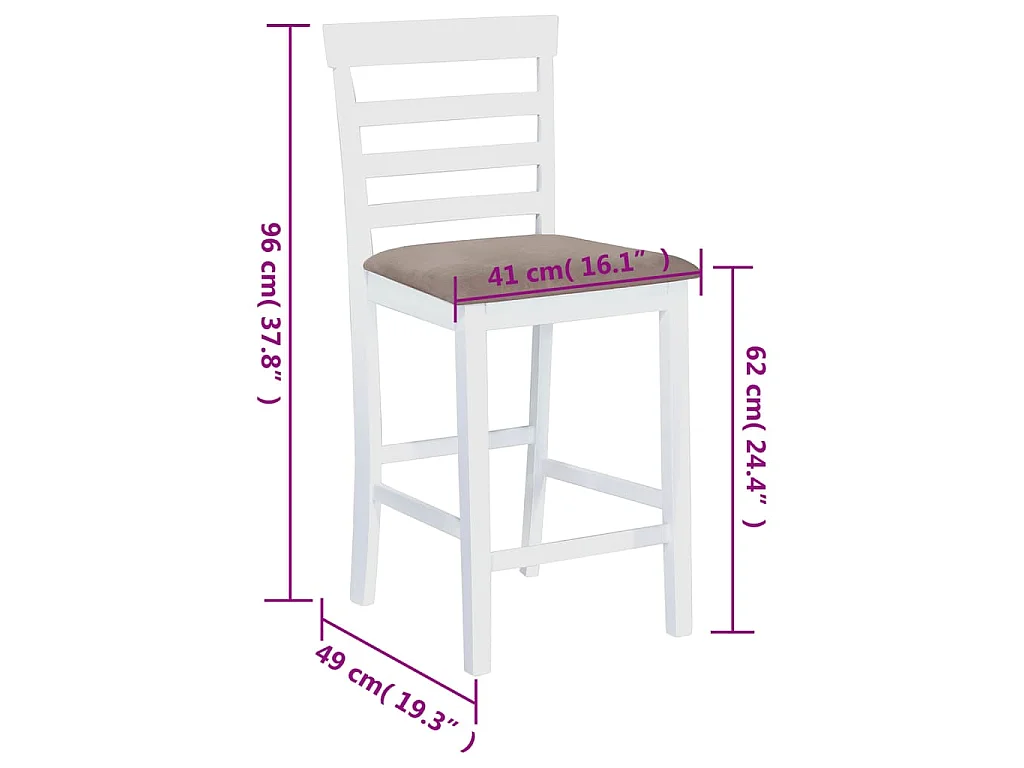 Barkrukken 2 st stof wit