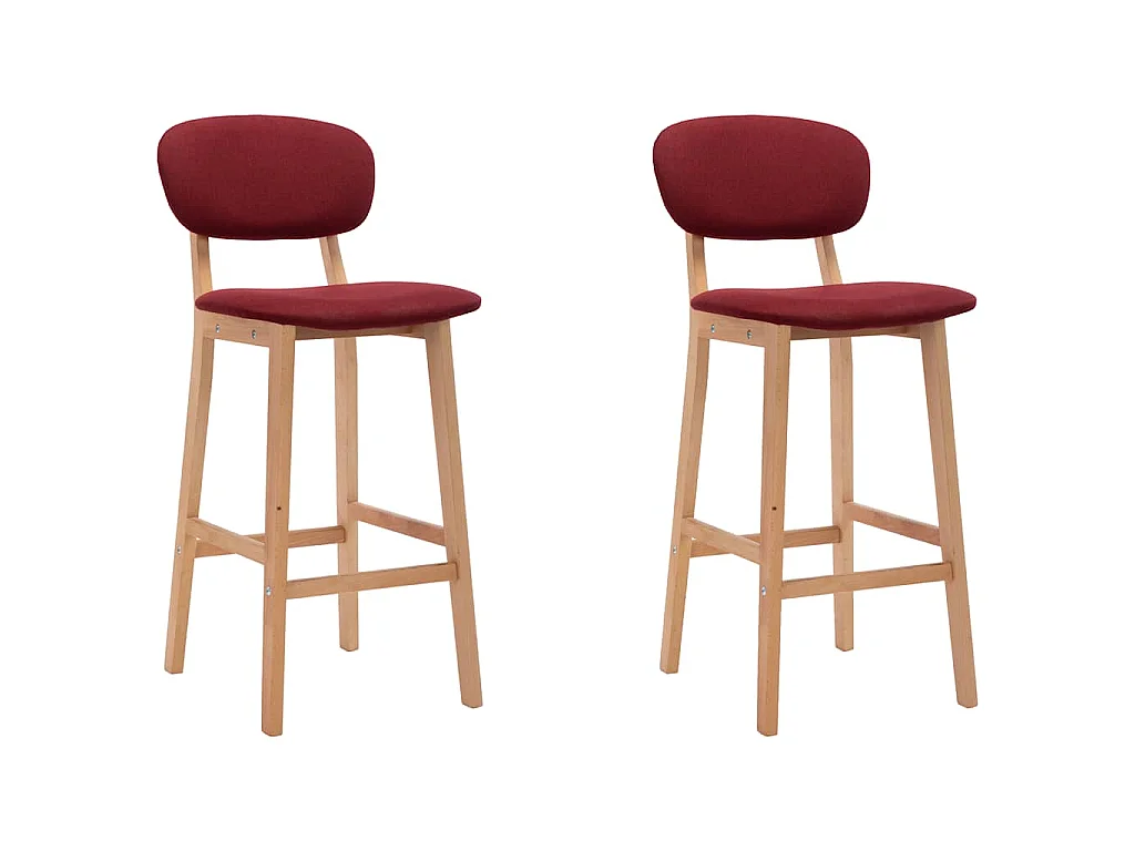 Tabourets de bar lot de 2 rouge bordeaux tissu