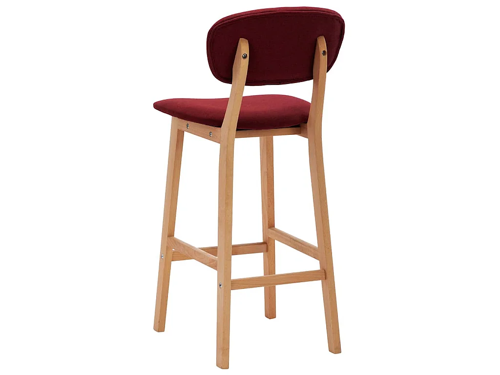 Tabourets de bar lot de 2 rouge bordeaux tissu