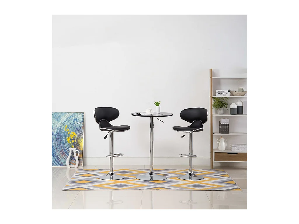 Tabourets de bar 2 pcs noir similicuir