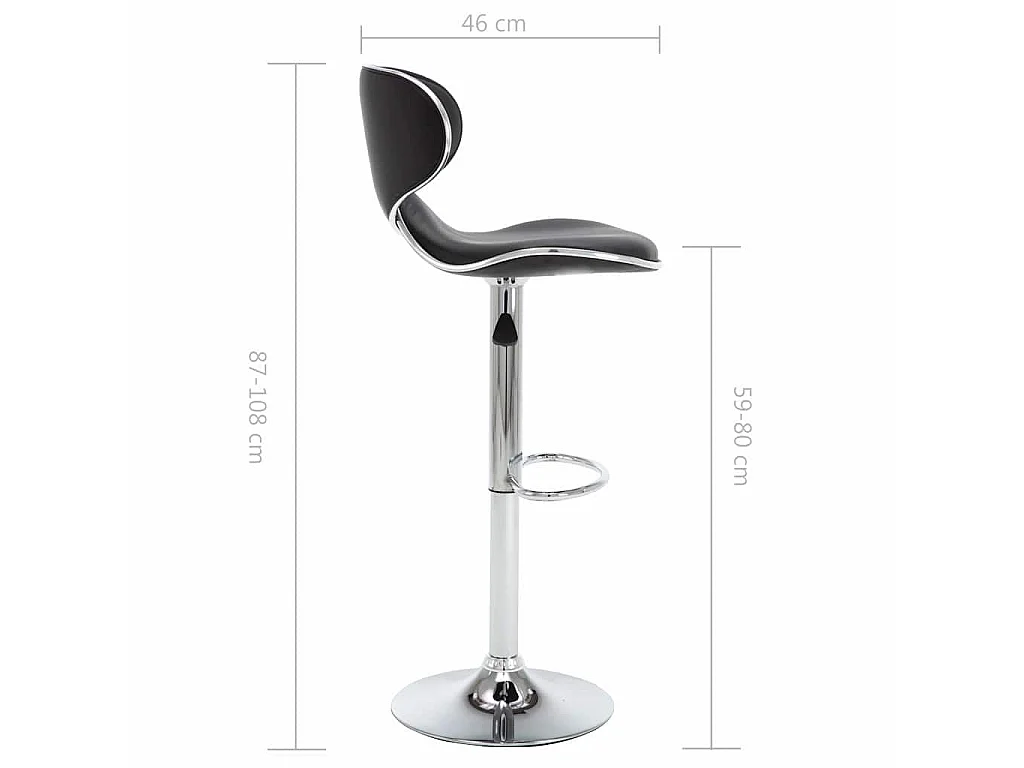 Tabourets de bar 2 pcs noir similicuir