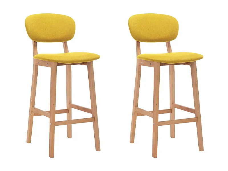 Tabourets de bar lot de 2 jaune moutarde tissu