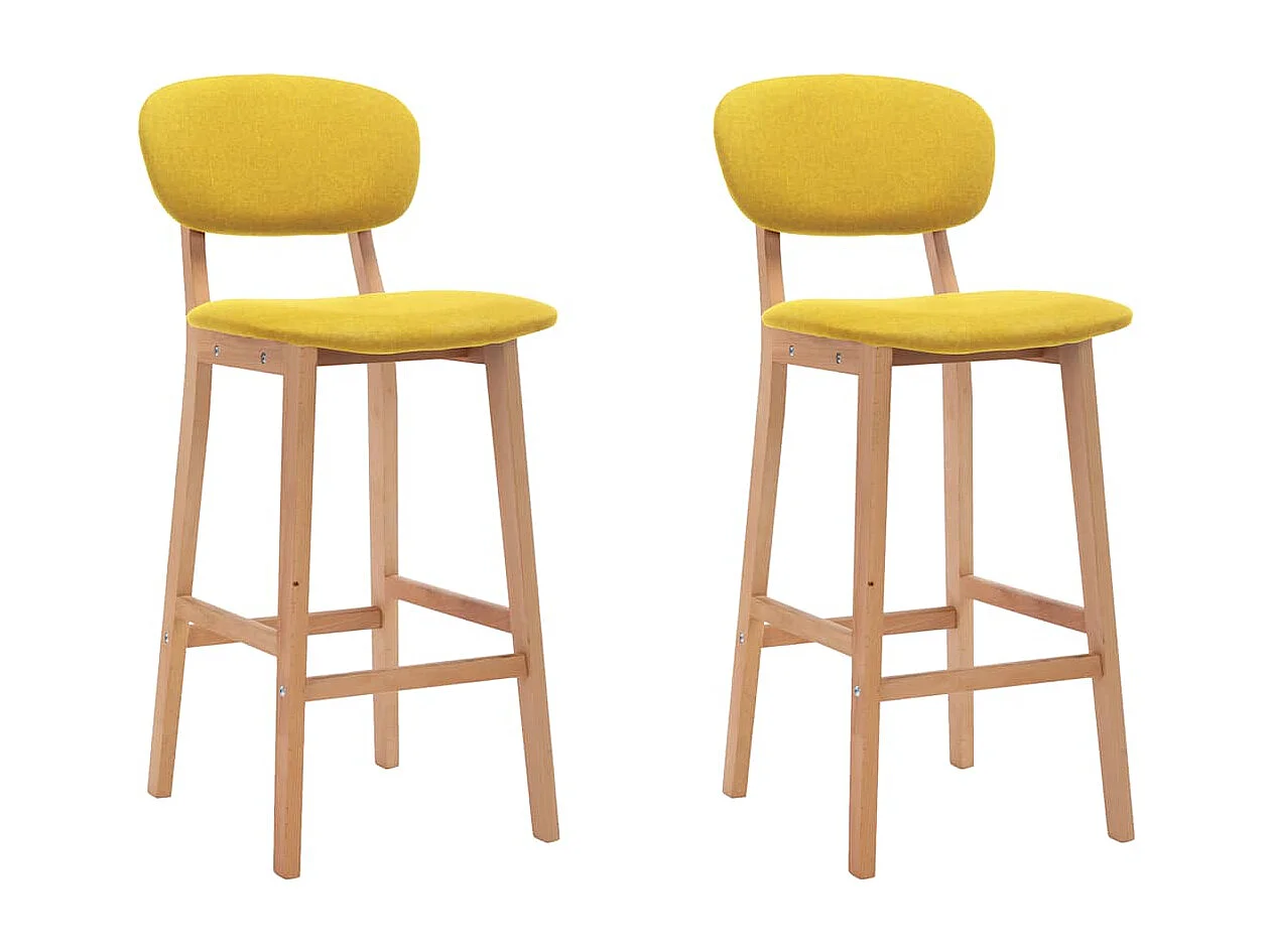 Tabourets de bar lot de 2 jaune moutarde tissu