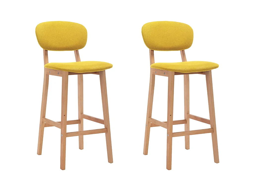 Tabourets de bar lot de 2 jaune moutarde tissu