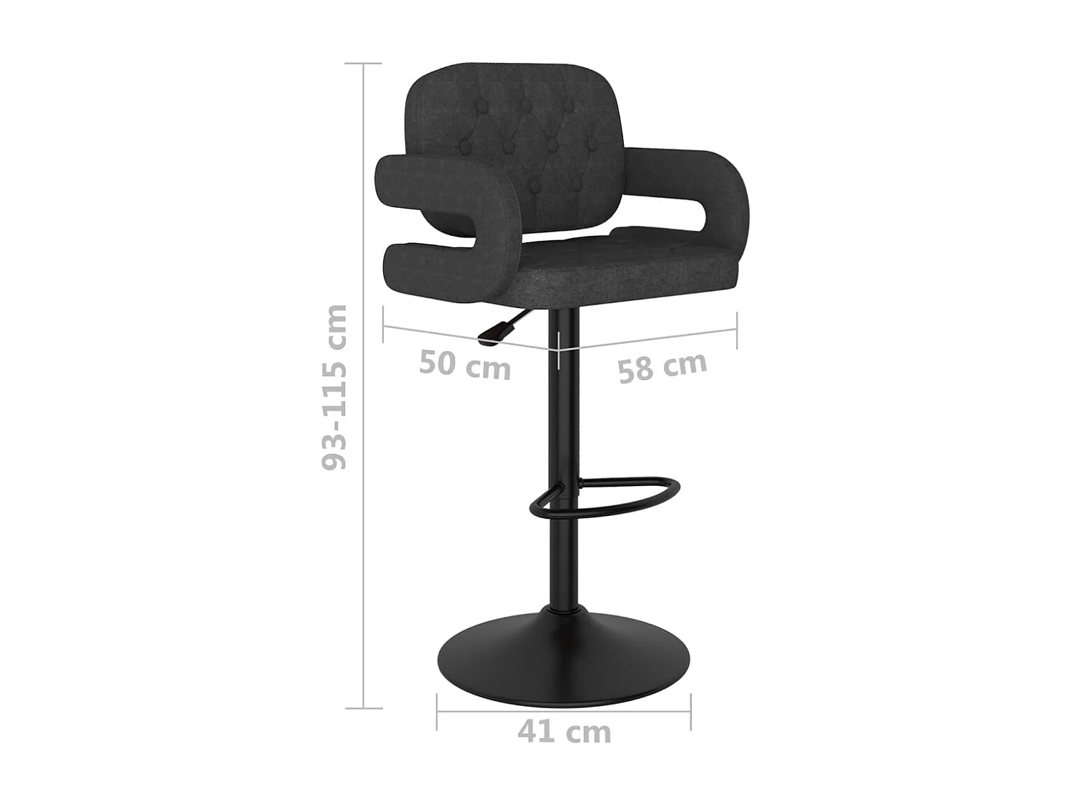 Bancos de bar 2 pcs tecido cinzento-escuro