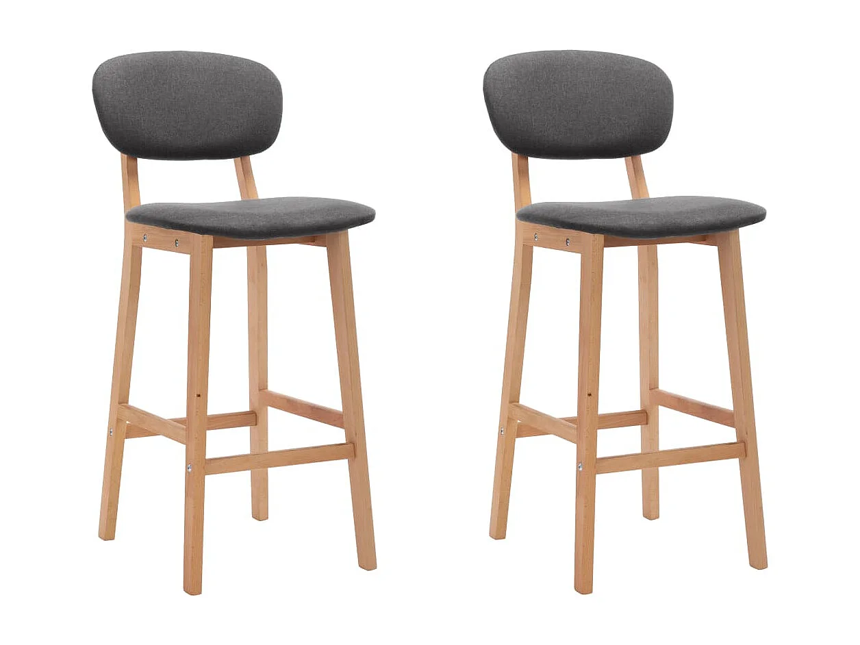 Tabourets de bar lot de 2 gris foncé tissu