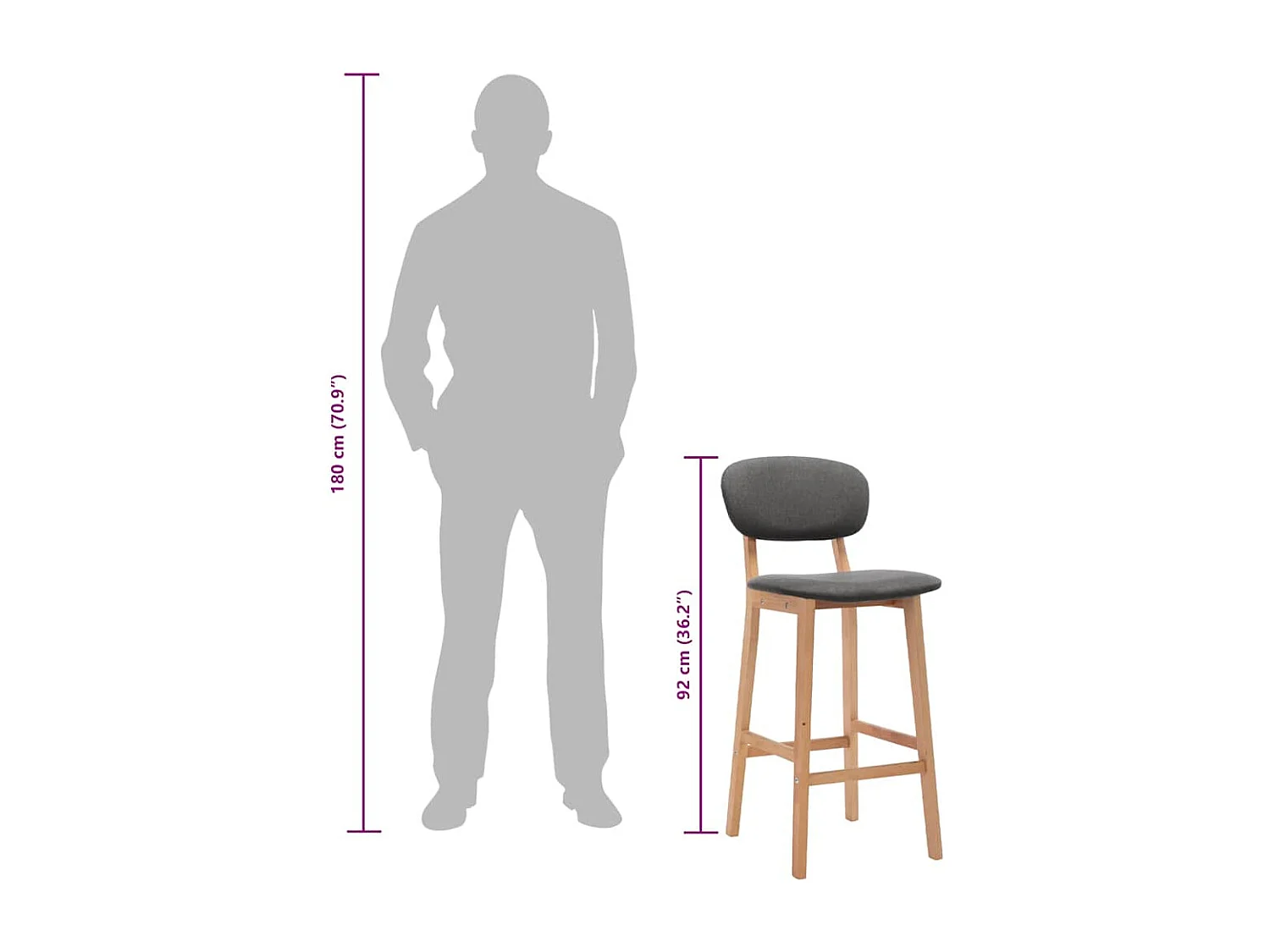 Taburetes de cocina 2 unidades tela gris oscuro