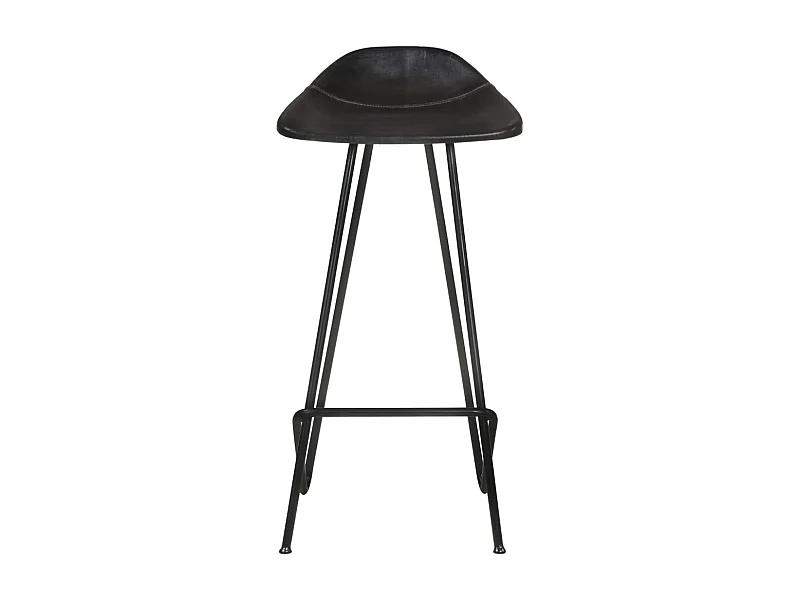 Tabourets de bar lot de 4 noir cuir véritable