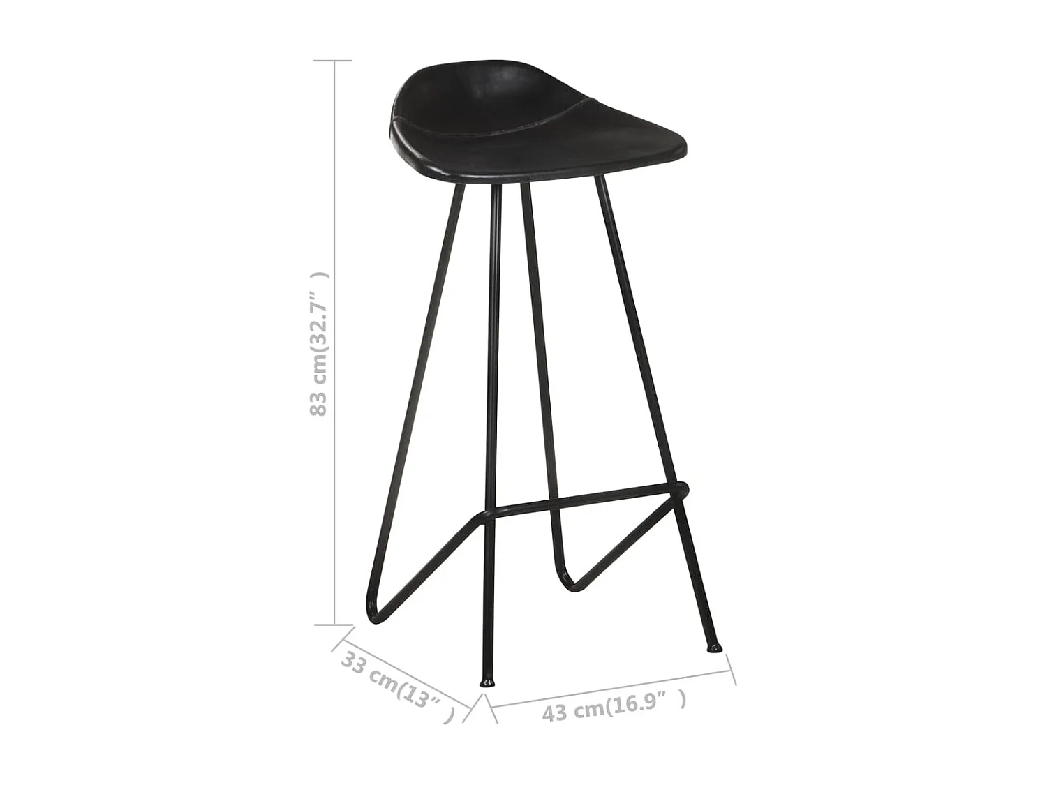 Barhocker 4 Stk. Schwarz Echtleder