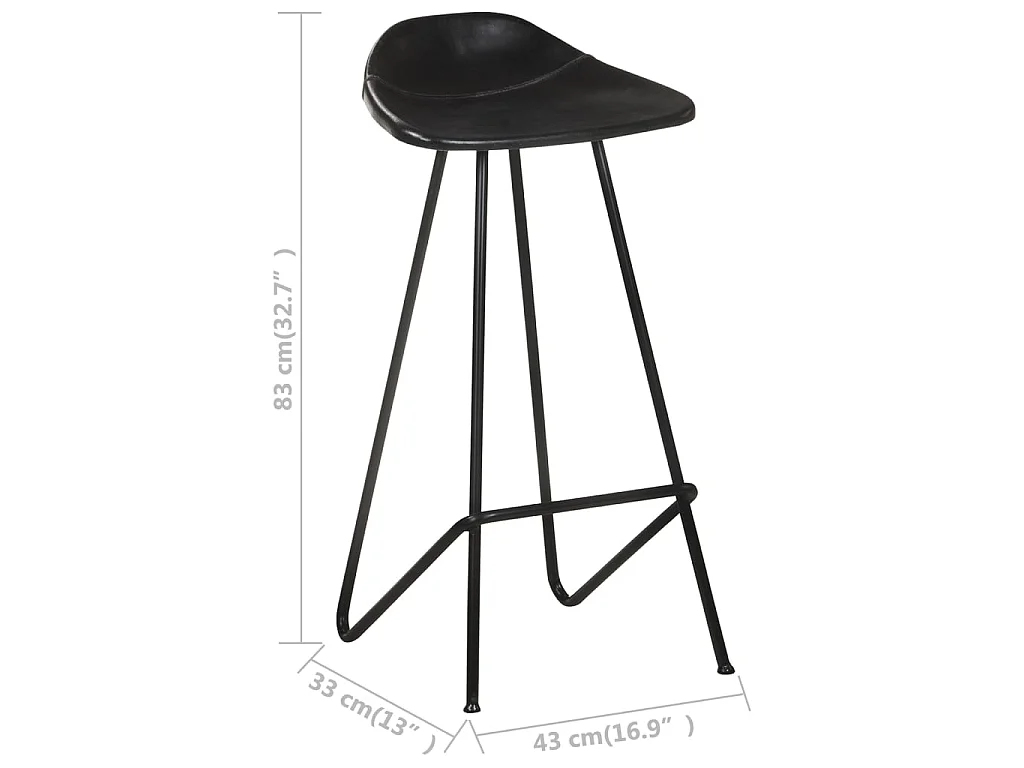 Tabourets de bar lot de 4 noir cuir véritable