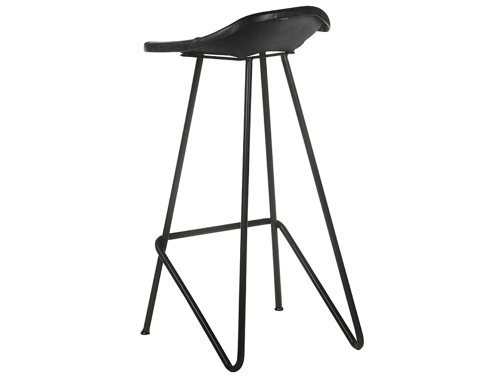Tabourets de bar lot de 4 noir cuir véritable