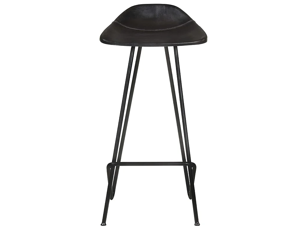 Tabourets de bar lot de 4 noir cuir véritable