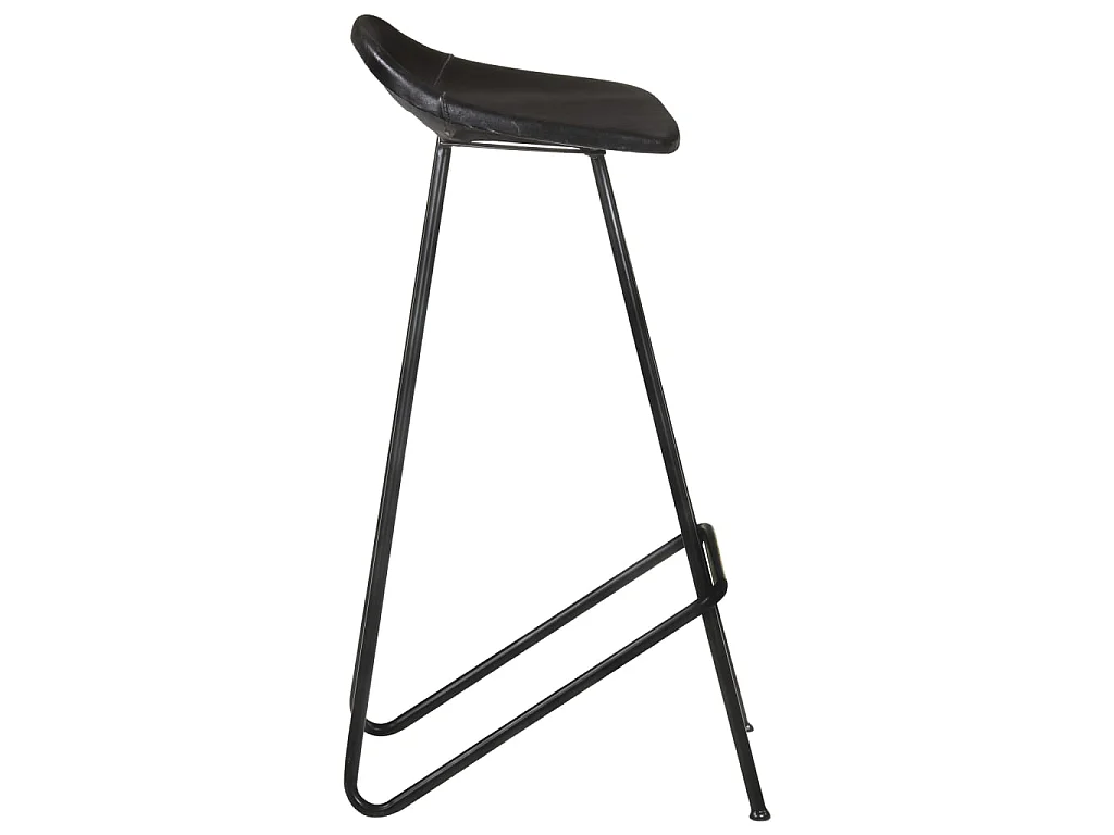 Tabourets de bar lot de 4 noir cuir véritable