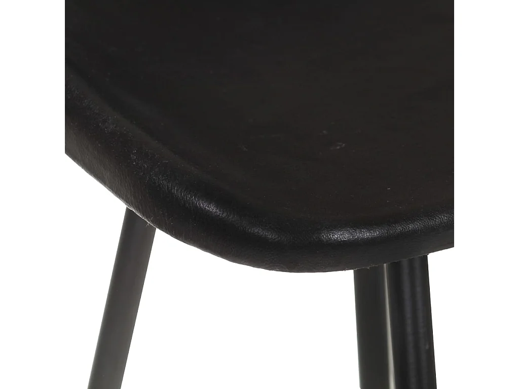 Tabourets de bar lot de 4 noir cuir véritable