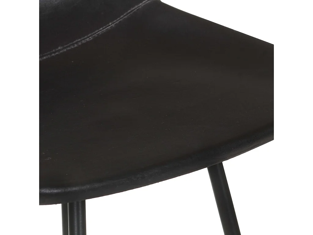 Tabourets de bar lot de 4 noir cuir véritable