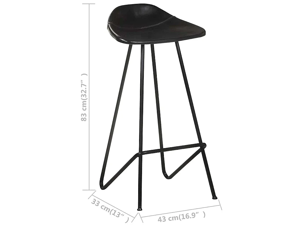 Barhocker 4 Stk. Schwarz Echtleder