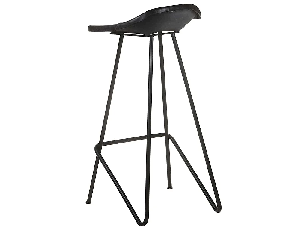 Tabourets de bar lot de 4 noir cuir véritable