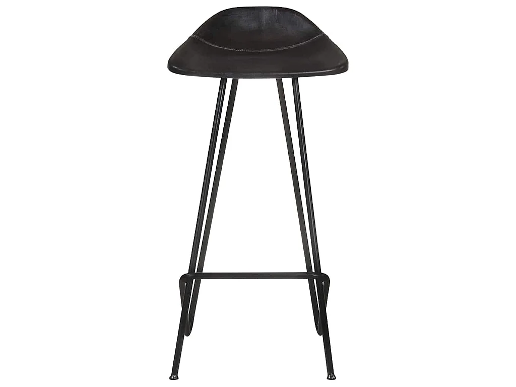 Tabourets de bar lot de 4 noir cuir véritable