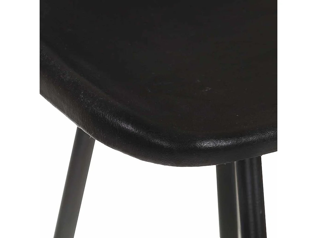 Tabourets de bar lot de 4 noir cuir véritable