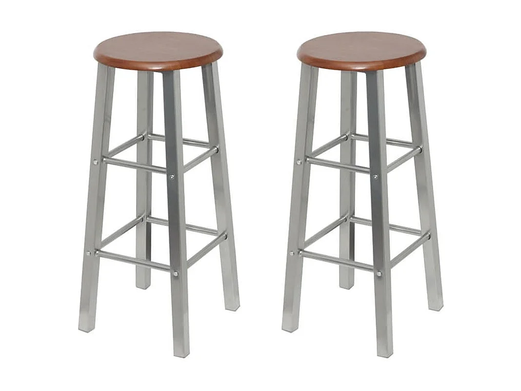 Bancos de bar 2 pcs metal com assento MDF