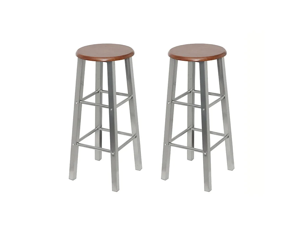 Tabouret de bar lot de 2 métal avec siège en MDF