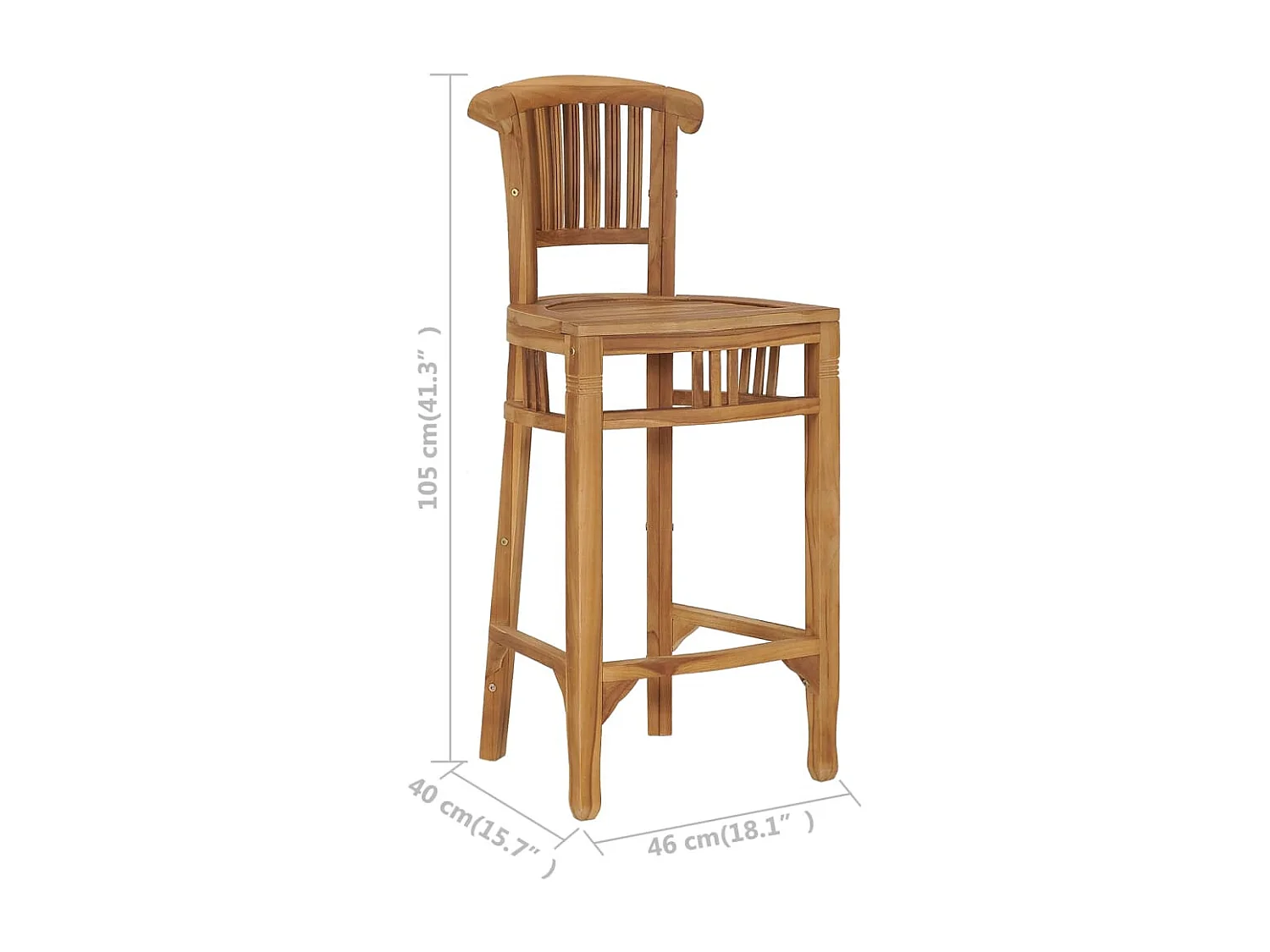 Barkruk massief teakhout