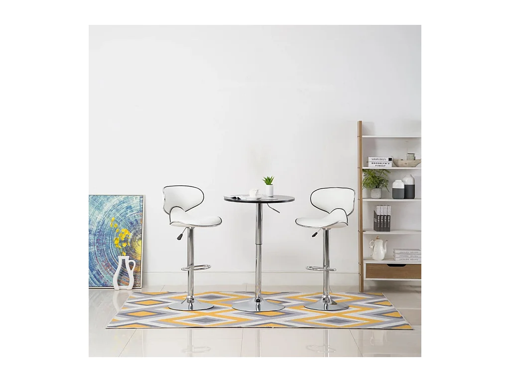 Tabourets de bar 2 pcs blanc similicuir
