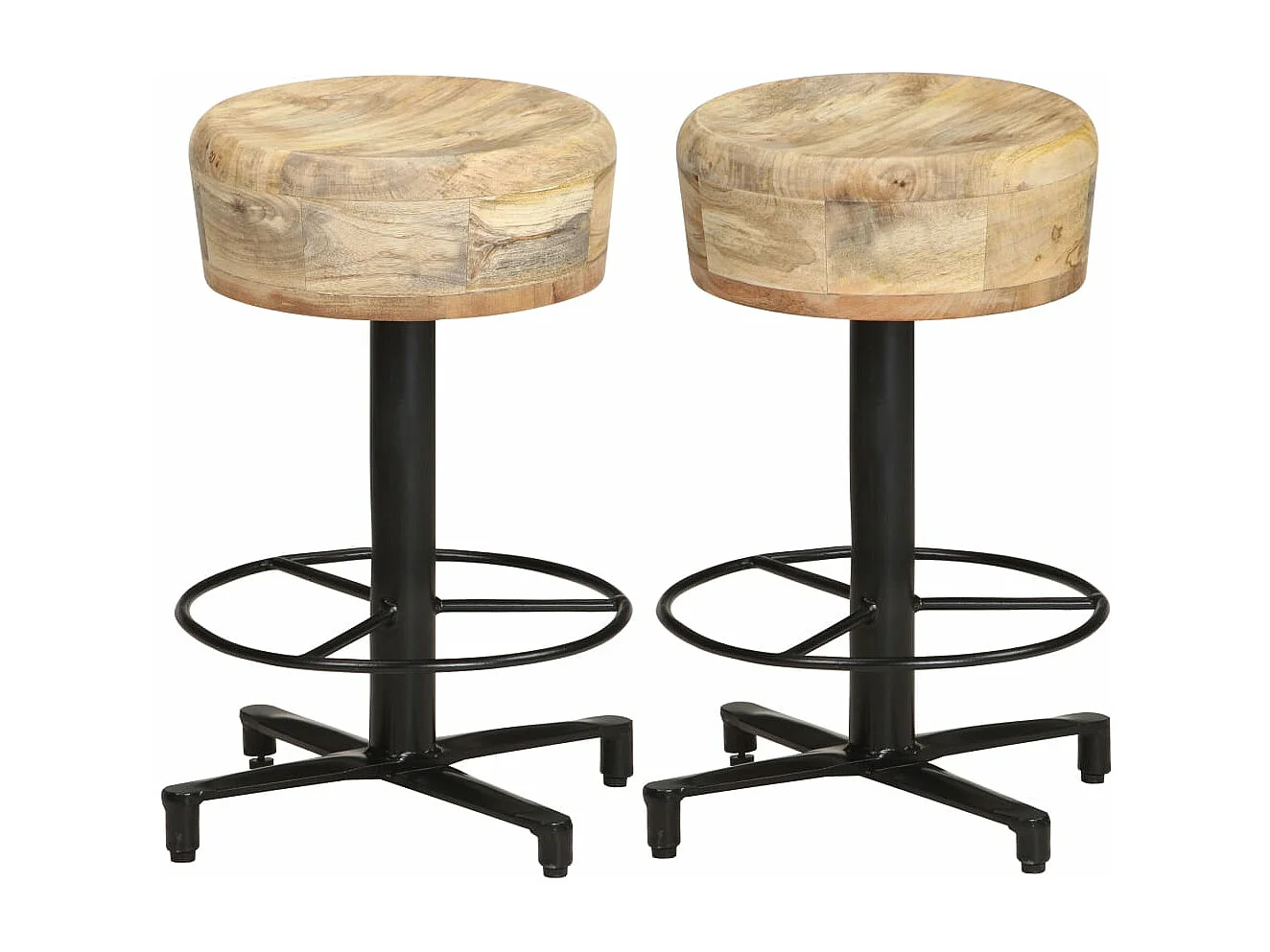Sgabelli da Bar 2 pz 52 cm in Legno Massello di Mango